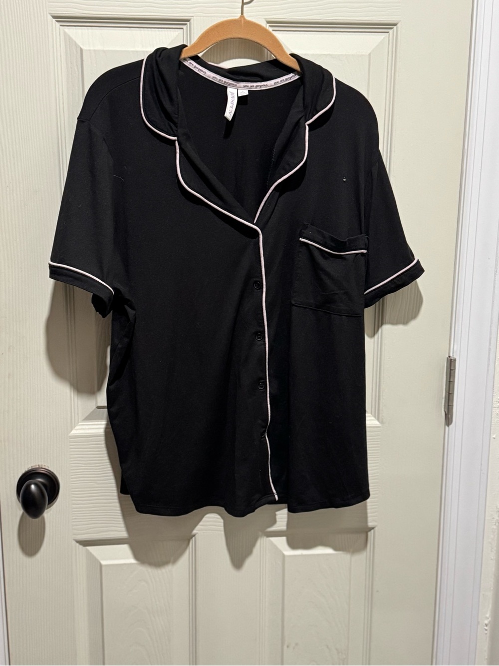 Joyspun Pajama Set | Black with White Piping | XL (16-18)